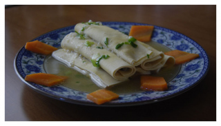 bean curd leaves rolled with minced pork